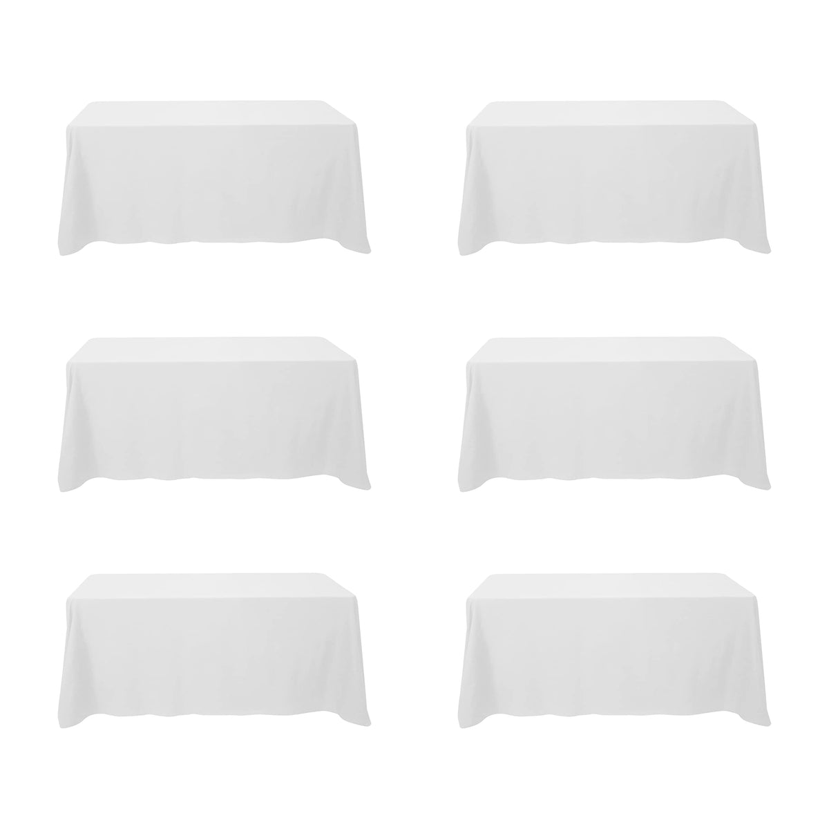 BRILLMAX 6-pack white tablecloths folded for storage, showing premium fabric texture