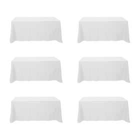 BRILLMAX 6-pack white tablecloths folded for storage, showing premium fabric texture