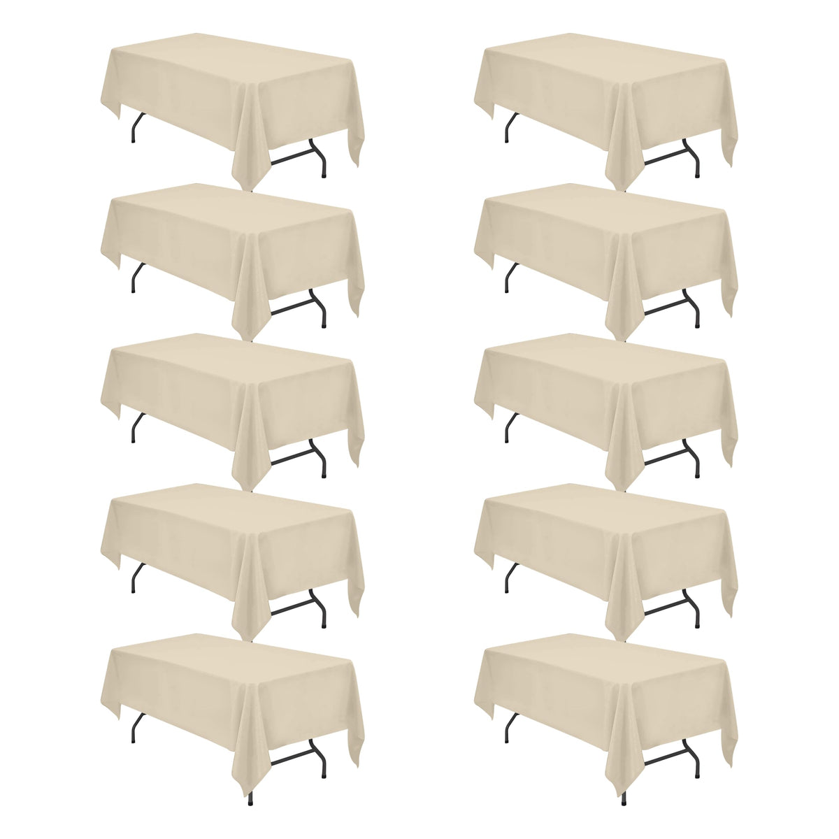 BRILLMAX beige tablecloth drape on a formal 6 ft table for elegant events.