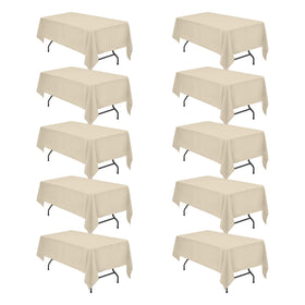 BRILLMAX beige tablecloth drape on a formal 6 ft table for elegant events.