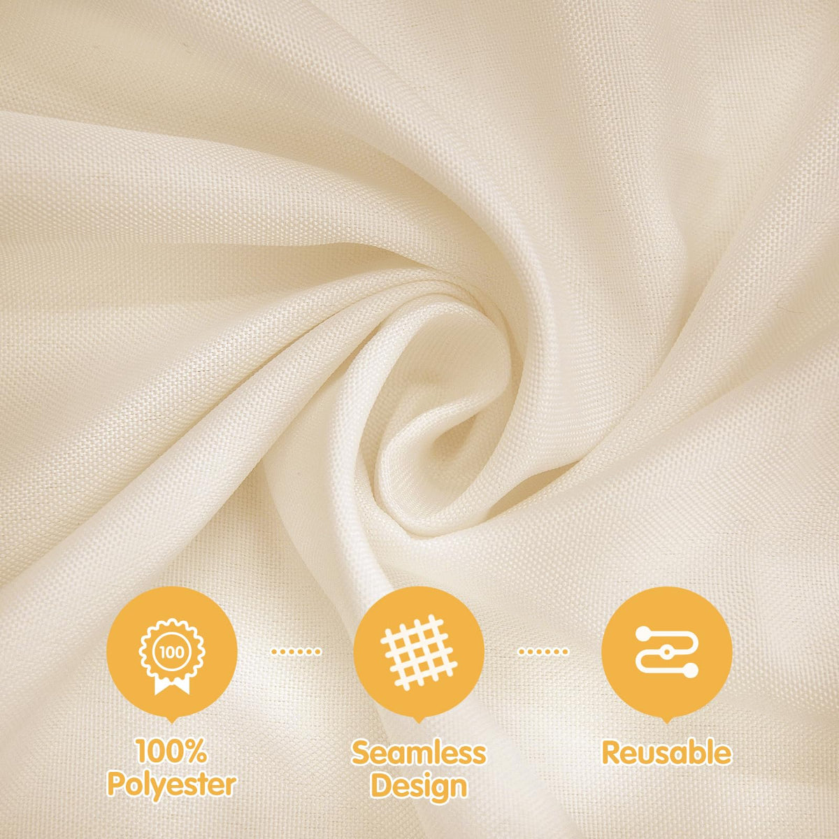 BRILLMAX beige tablecloth close-up shows water-beading surface ideal for spills.