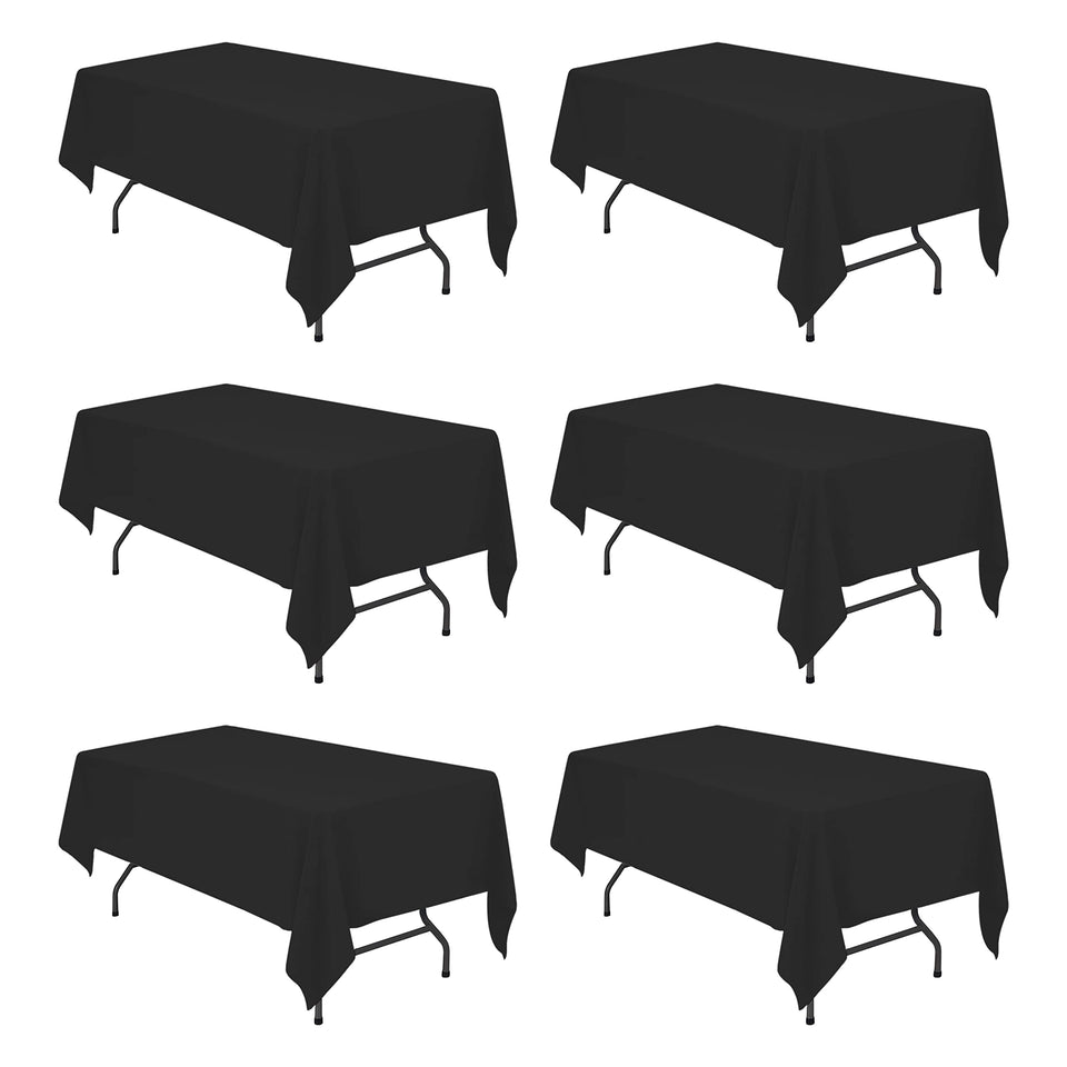 BRILLMAX black tablecloth 60x102 flat lay shows durable, premium polyester.