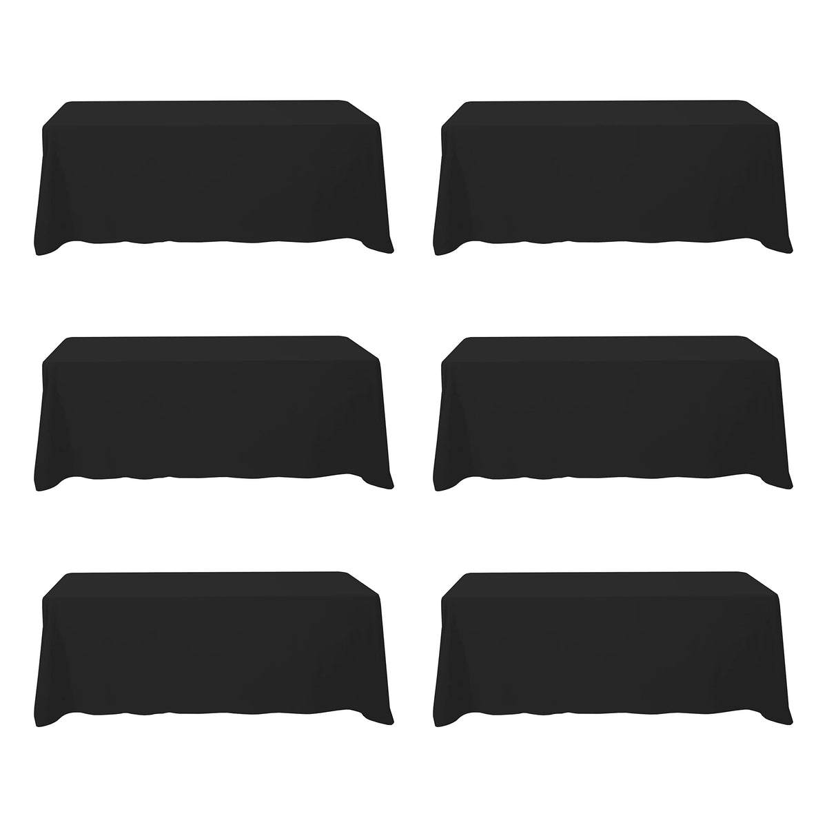 BRILLMAX black 90x156 tablecloth with full-length drop for 8 ft tables, sleek and elegant.