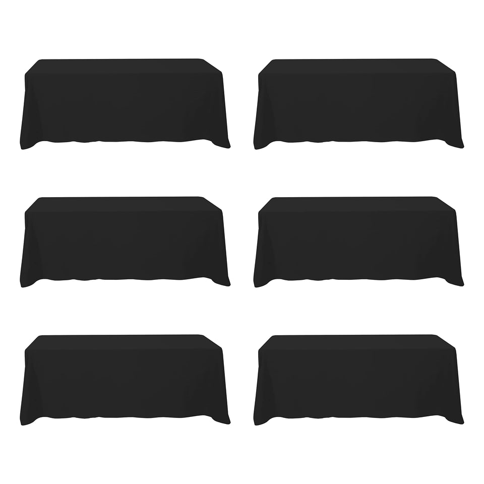 BRILLMAX black 90x156 tablecloth with full-length drop for 8 ft tables, sleek and elegant.