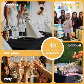 BRILLMAX six-pack of black tablecloths for easy event coverage and coordination.