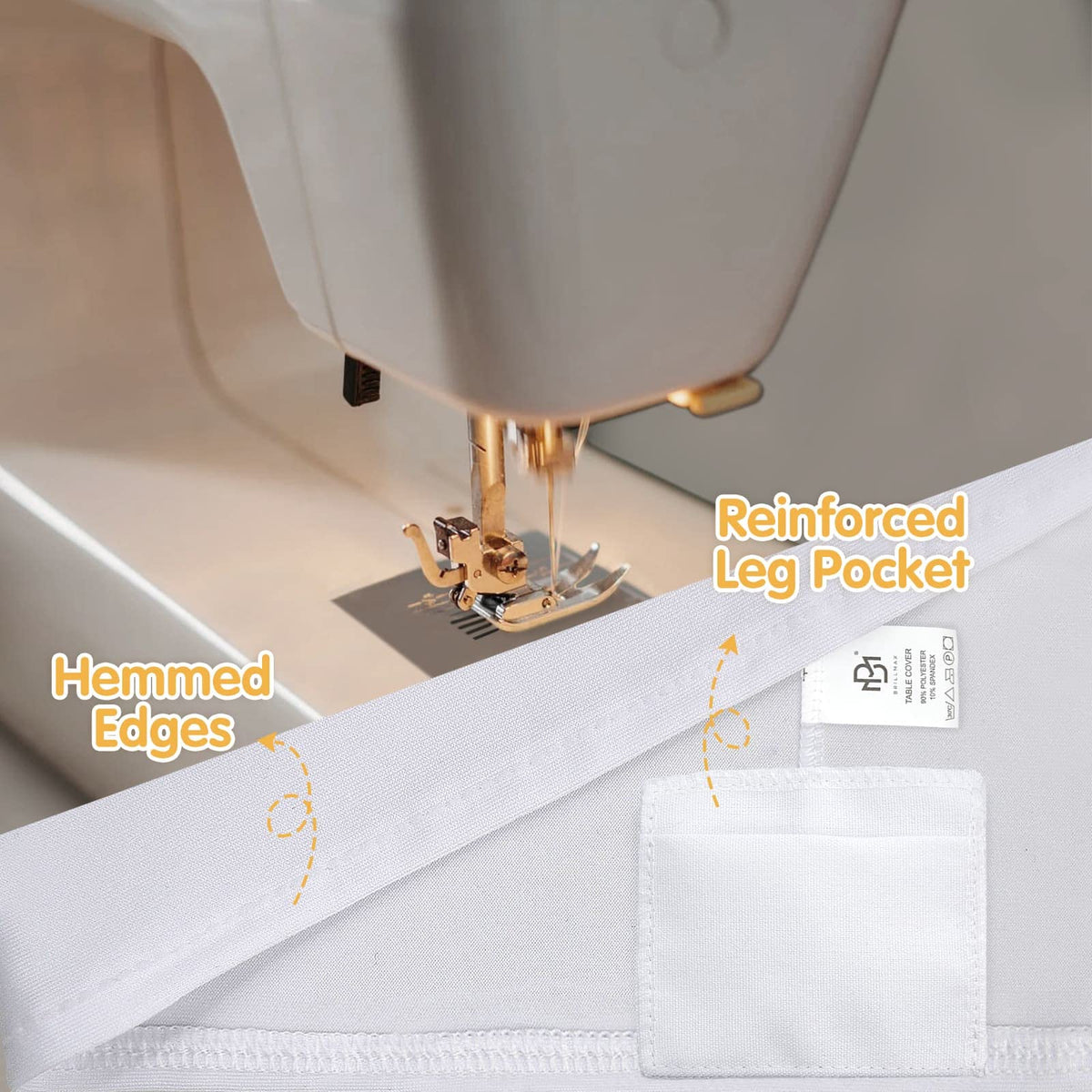 BRILLMAX fitted rectangular table cover creates a clean, tailored appearance.