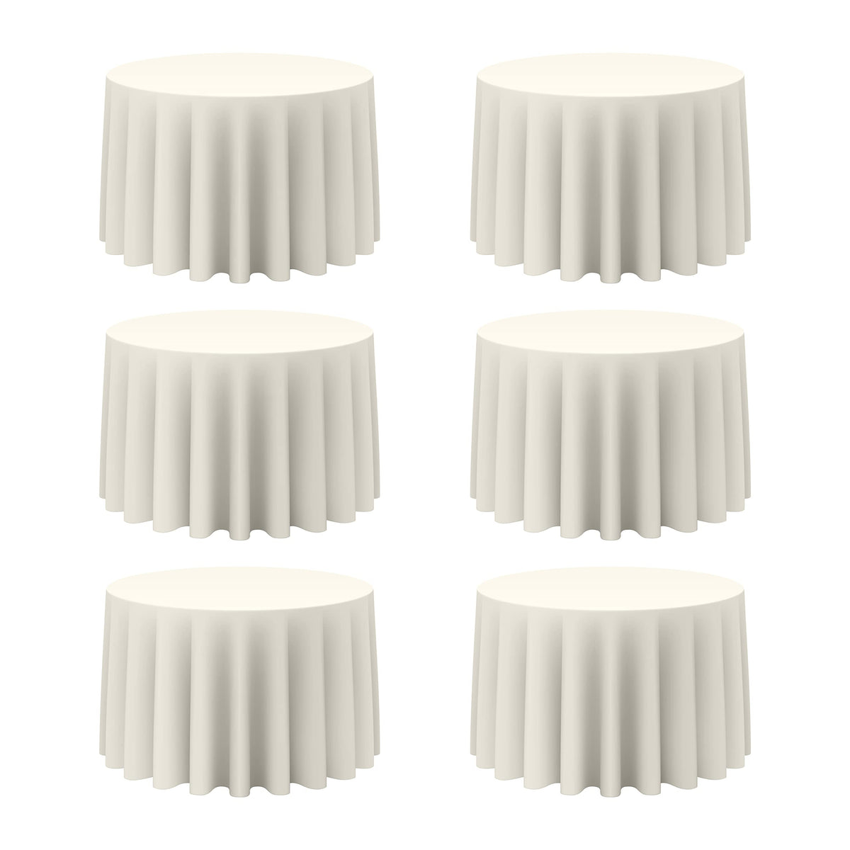 BRILLMAX ivory round tablecloth 108-inch drape for formal events with full table coverage.