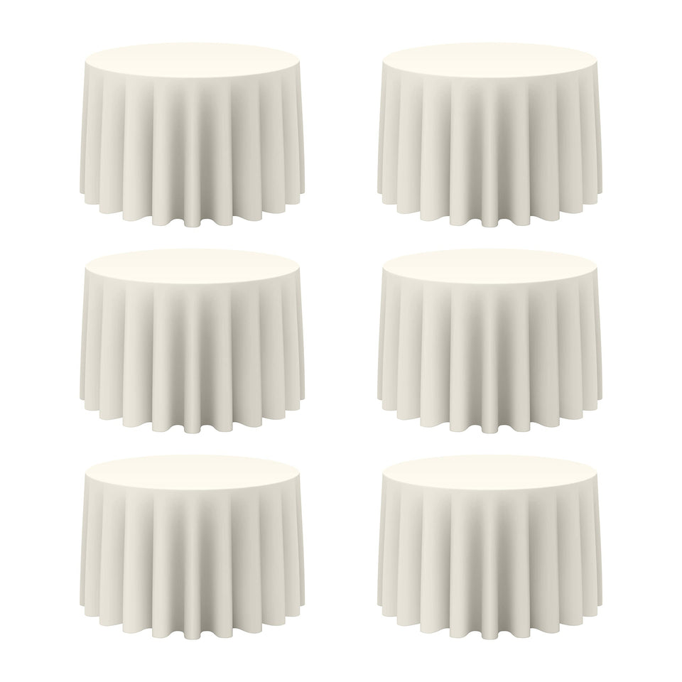 BRILLMAX ivory round tablecloth 108-inch drape for formal events with full table coverage.