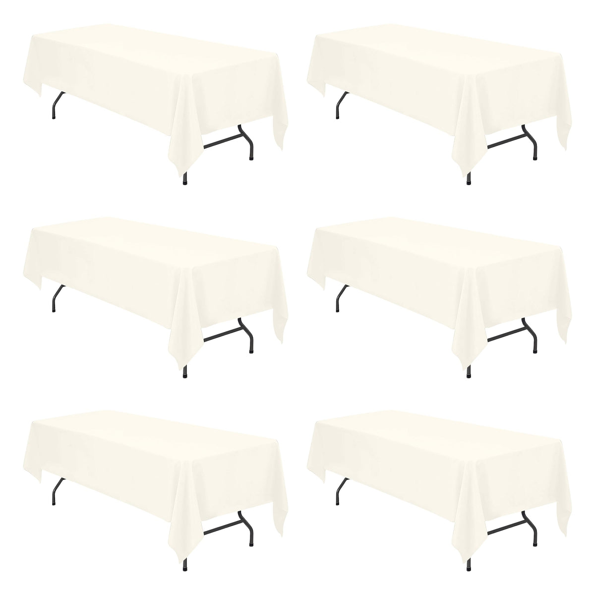 BRILLMAX ivory tablecloth on a 60x126 in 6ft table provides full coverage.