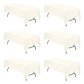BRILLMAX ivory tablecloth on a 60x126 in 6ft table provides full coverage.