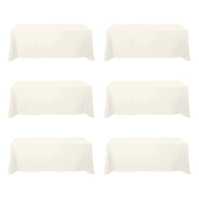 BRILLMAX Ivory tablecloth on a 90x156 inch full-drape for banquet setup