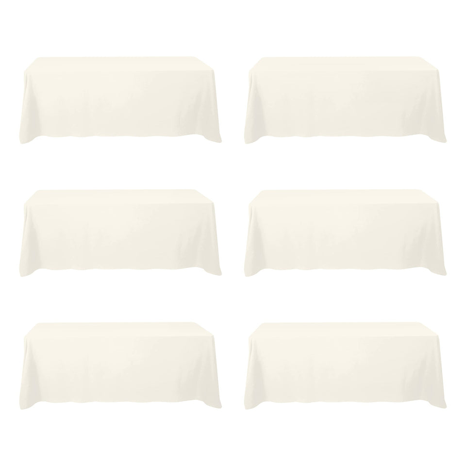 BRILLMAX Ivory tablecloth on a 90x156 inch full-drape for banquet setup