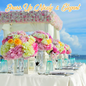 BRILLMAX ivory tablecloth color options help coordinate with wedding themes.