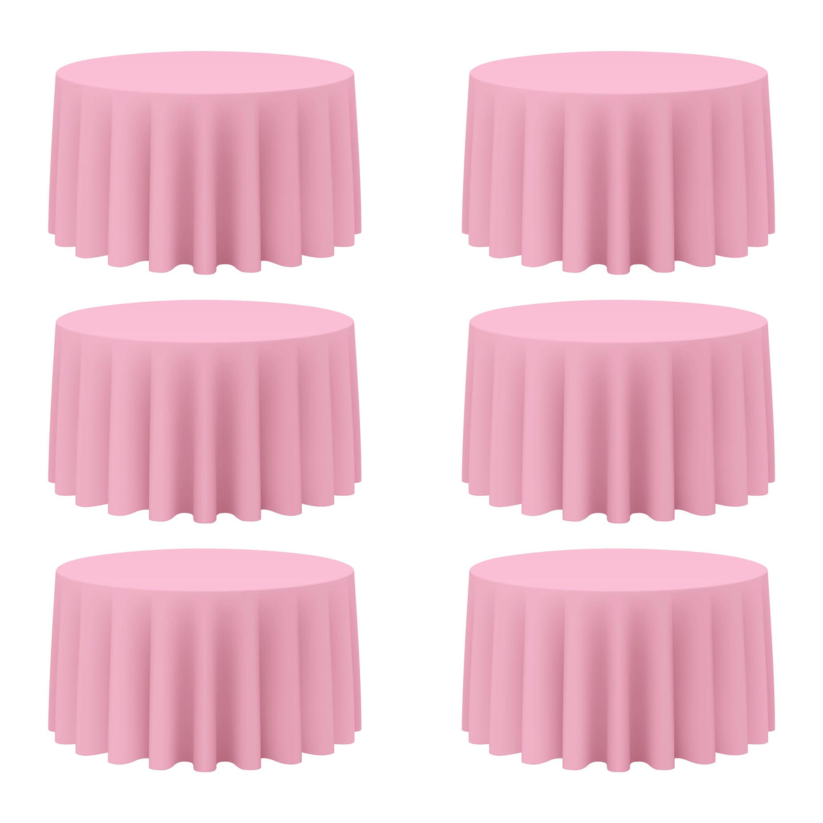 BRILLMAX pink round tablecloth with 120-inch coverage draped over a 60-inch table