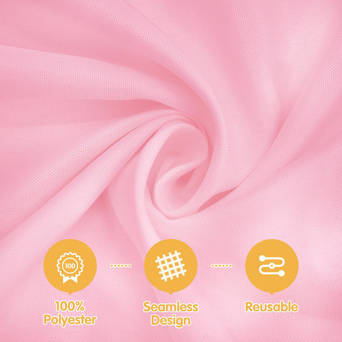 BRILLMAX pink round tablecloth on a 60-inch table setup for an event
