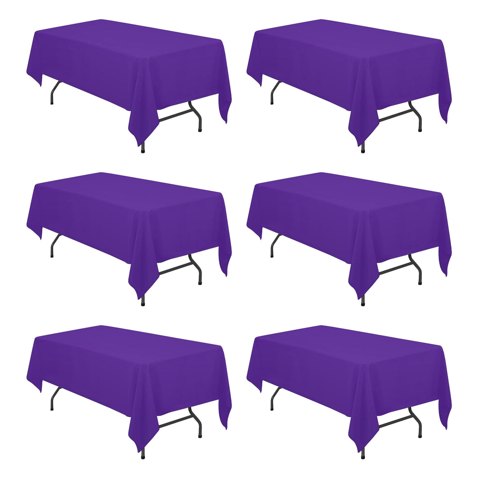 BRILLMAX purple tablecloth 60x102 inches provides durable drape for banquet tables.