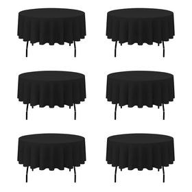 BRILLMAX round tablecloth on a 70-inch black table for elegant events