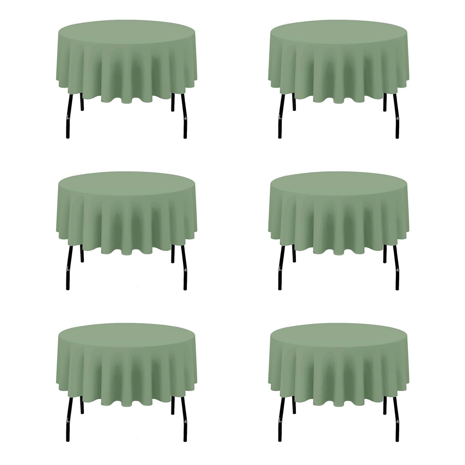 BRILLMAX sage green round tablecloth with 120-inch drop for formal setups