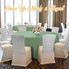 BRILLMAX sage green round tablecloth suitable for venue use