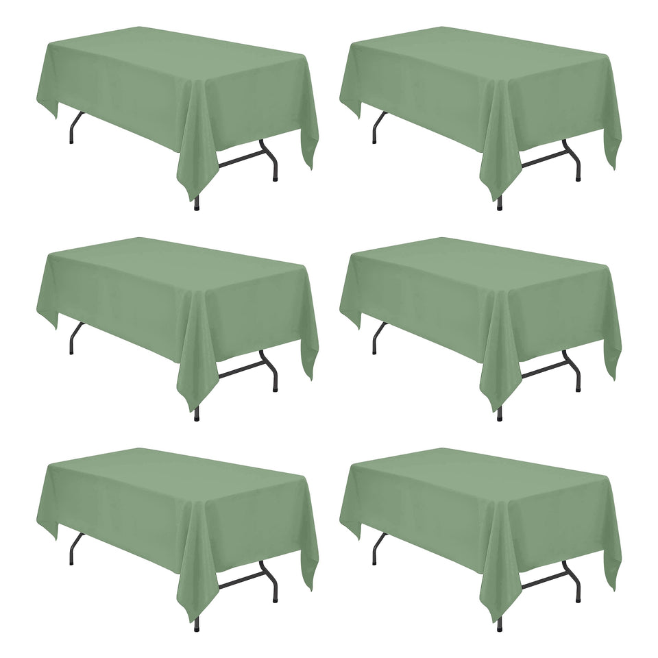 BRILLMAX sage green tablecloth on a 60x102 table for a polished, complete-drape look.