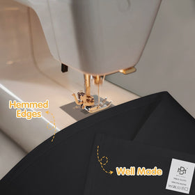 BRILLMAX hemmed-edges detail demonstrates reinforced professional finish.
