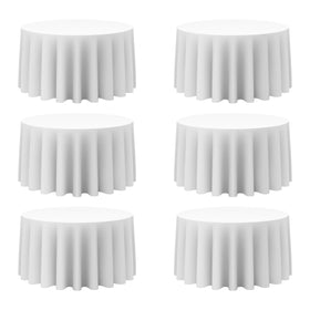 BRILLMAX white round tablecloth 120-inch for 60-inch tables, clean and elegant coverage.