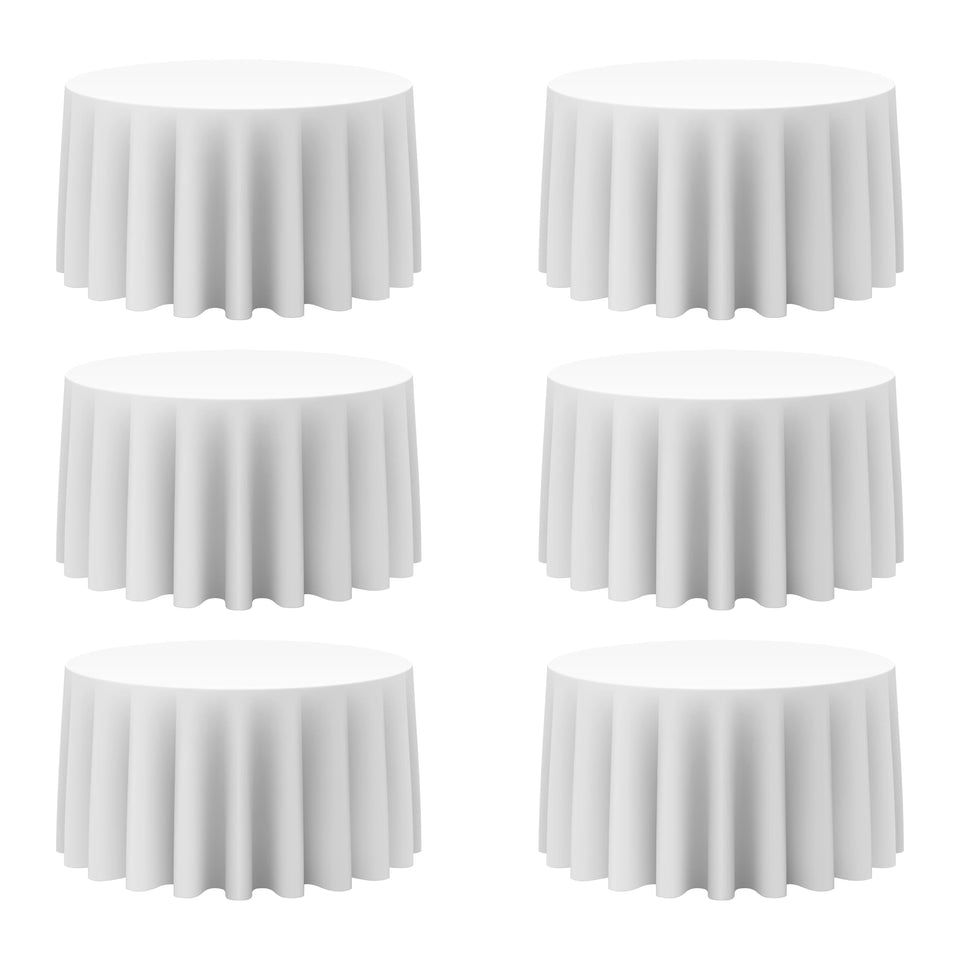 BRILLMAX white round tablecloth 120-inch for 60-inch tables, clean and elegant coverage.