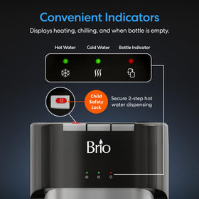 Brio cold water spout provides refreshing chilled water for quick drinks.