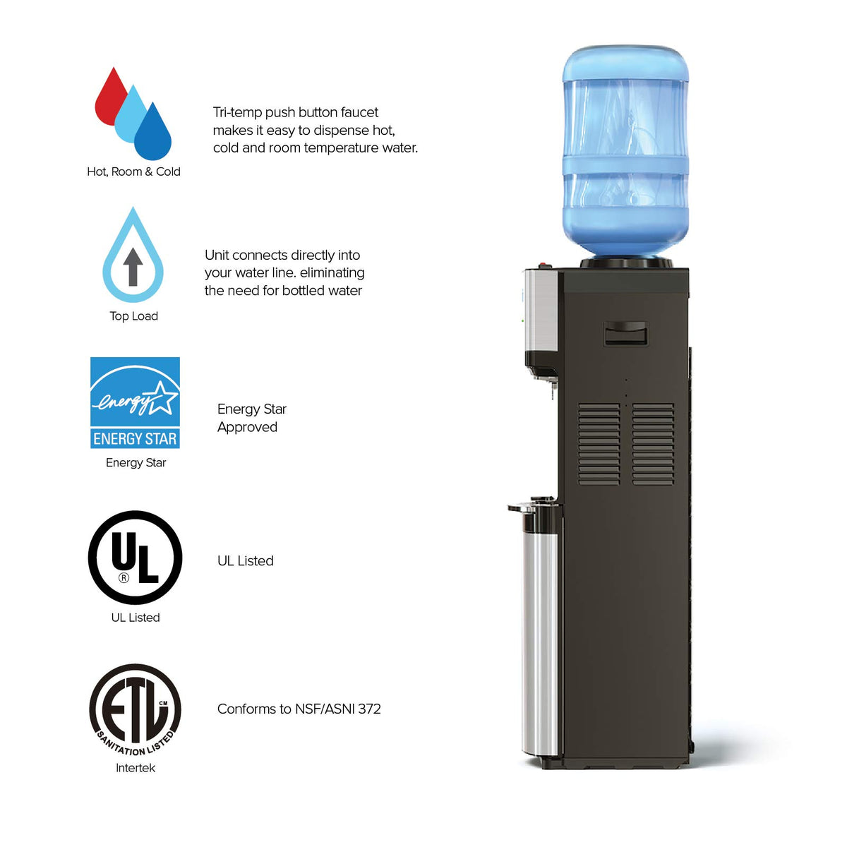 Brio cold water spout for refreshing beverages.