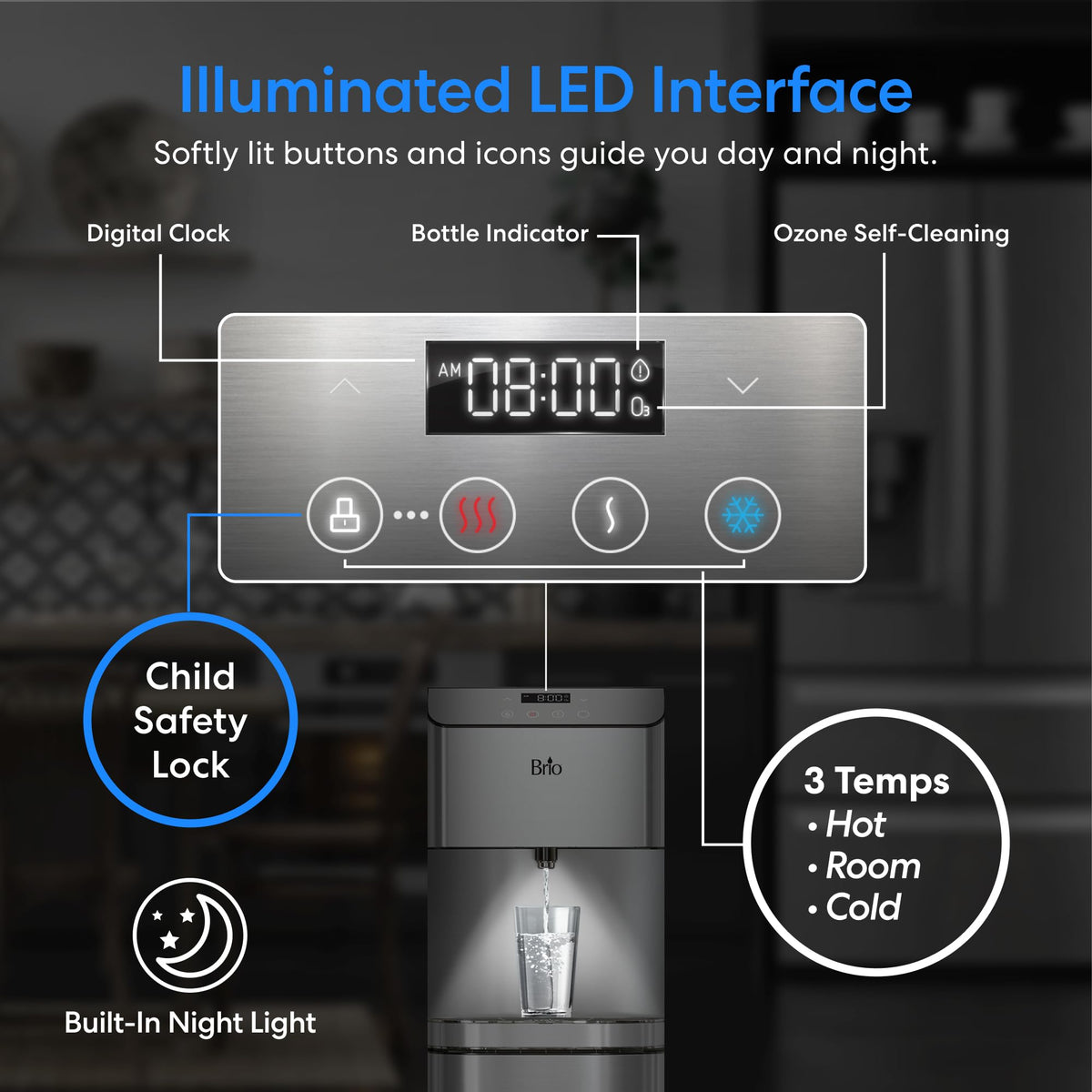 Brio Moderna bottom-load dispenser stainless steel body designed for durability.