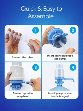 Brio manual pump is portable and battery-free for simple on-the-go hydration.