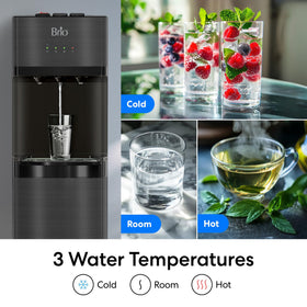 Brio three-temperature dispenser offers hot, room, and cold water versatility.