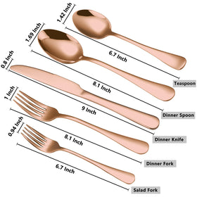 BRIOUT rose gold flatware ergonomic handle close-up highlights comfortable grip.