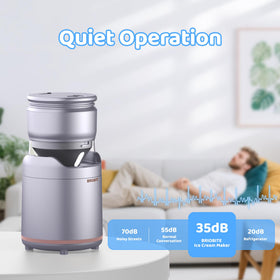BRIOBITE ice cream maker battery-powered cordless operation for convenient use.