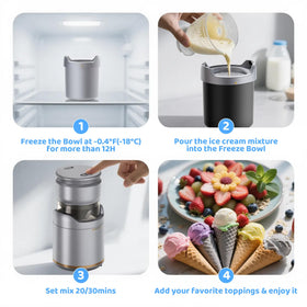 BRIOBITE ice cream maker quiet motor for peaceful dessert making.