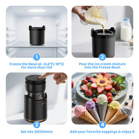 BRIOBITE ultra-quiet motor for peaceful dessert prep.