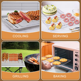 BRIOUT 16x10 inch cooling rack beside half-sheet pan