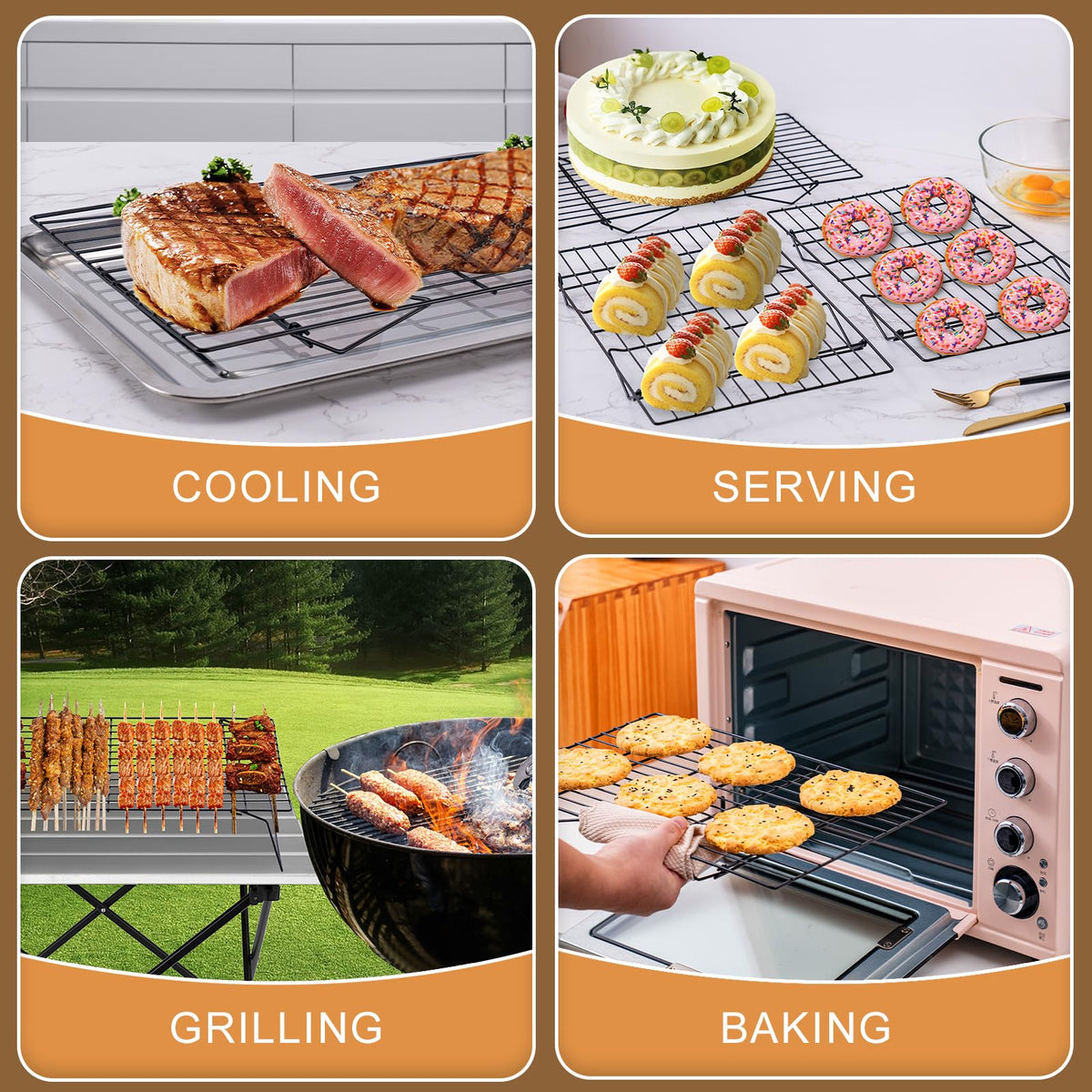 BRIOUT 16x10 inch rack fits half-sheet pans for versatile use
