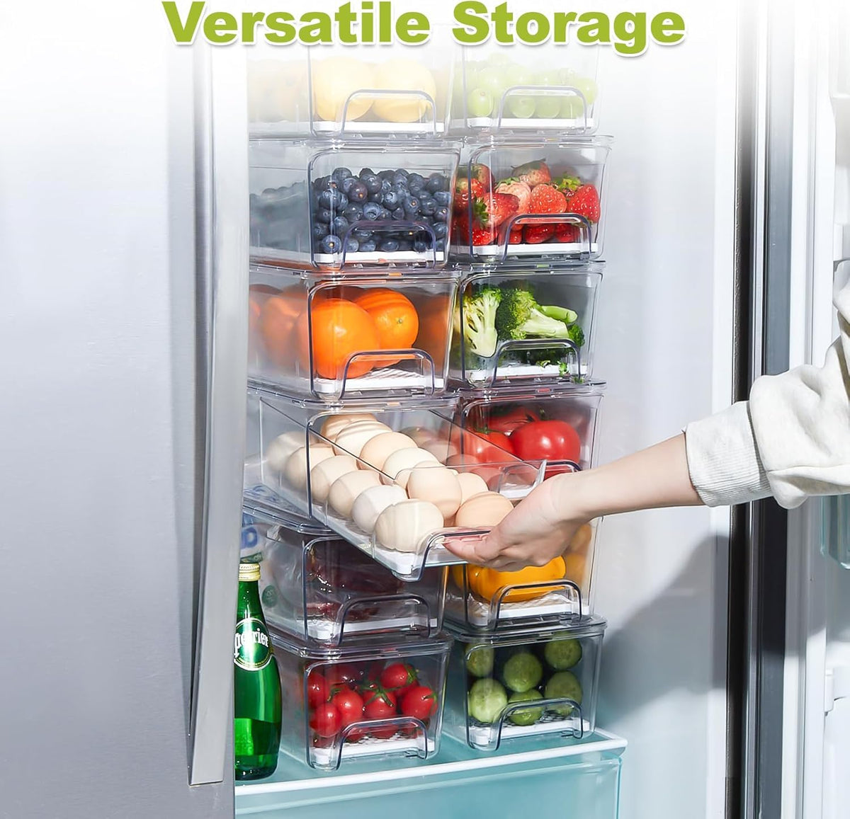 Brippo anti-slip bottom keeps bins stable inside the refrigerator.