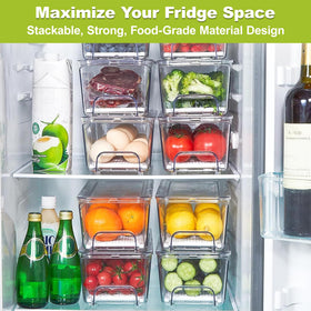 Brippo clear fridge storage bin with lid for quick visibility and organization.