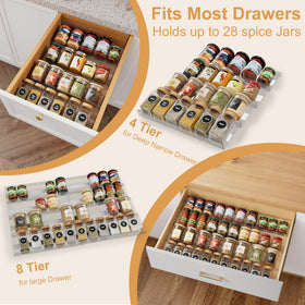 Brippo kitchen organizer in drawer emphasizes easy setup.