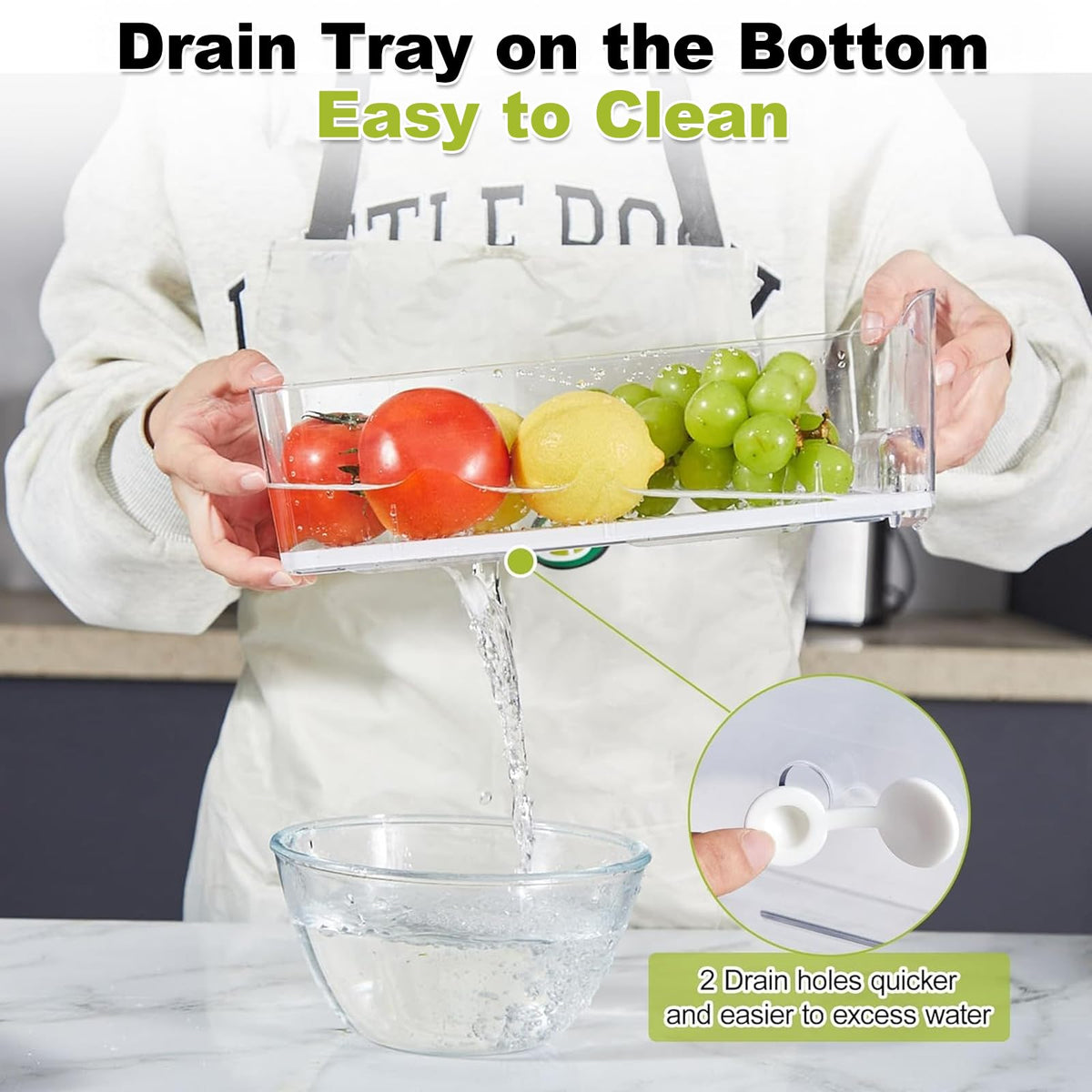 Brippo large-capacity fridge bin fits fruits and snacks efficiently.