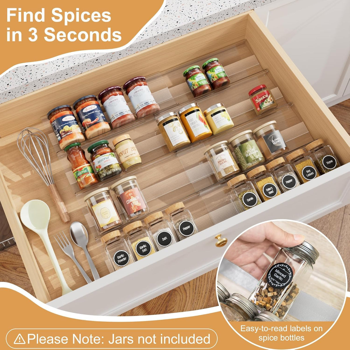 Brippo spice rack 28-jars capacity highlights ample storage.