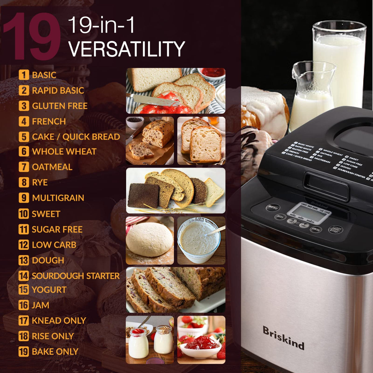 Briskind 1.5 lb bread pan inside view highlighting even baking.