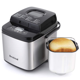 Briskind 19-in-1 bread maker front view showing compact footprint and clean lines.