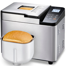 Briskind bread maker with glass panel showing easy bake controls