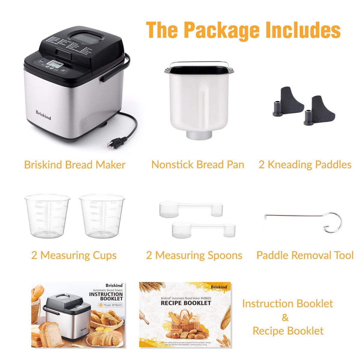 Briskind compact bread maker control panel with simple menu options for quick setup.