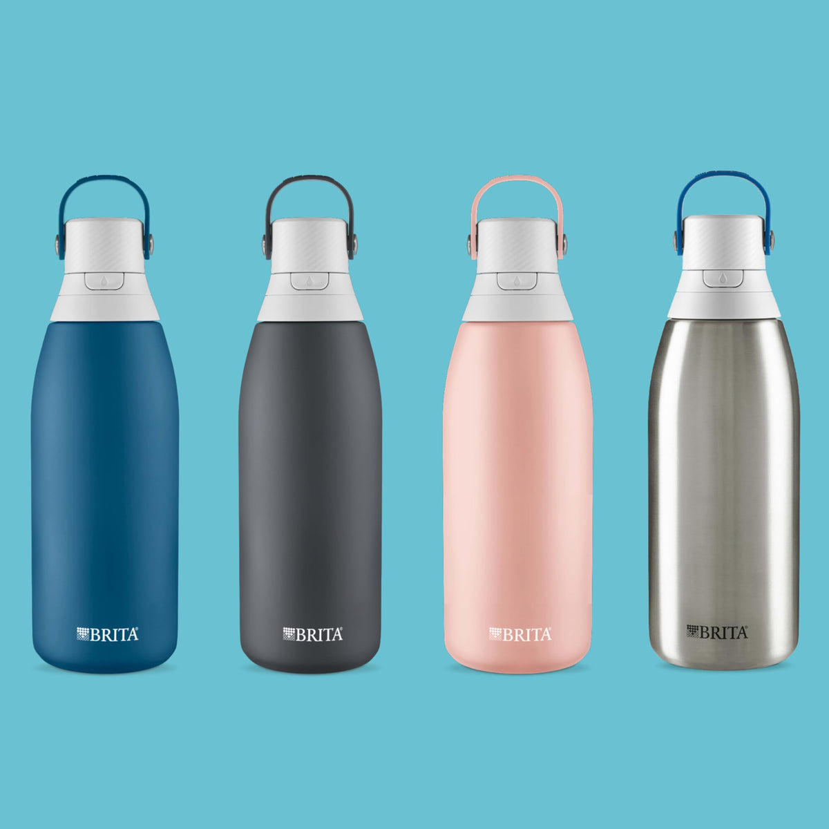 Brita 32oz bottle in use during a workout or commute.
