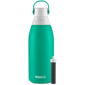 BRITA 32oz jade insulated bottle front view shows large capacity for on-the-go hydration