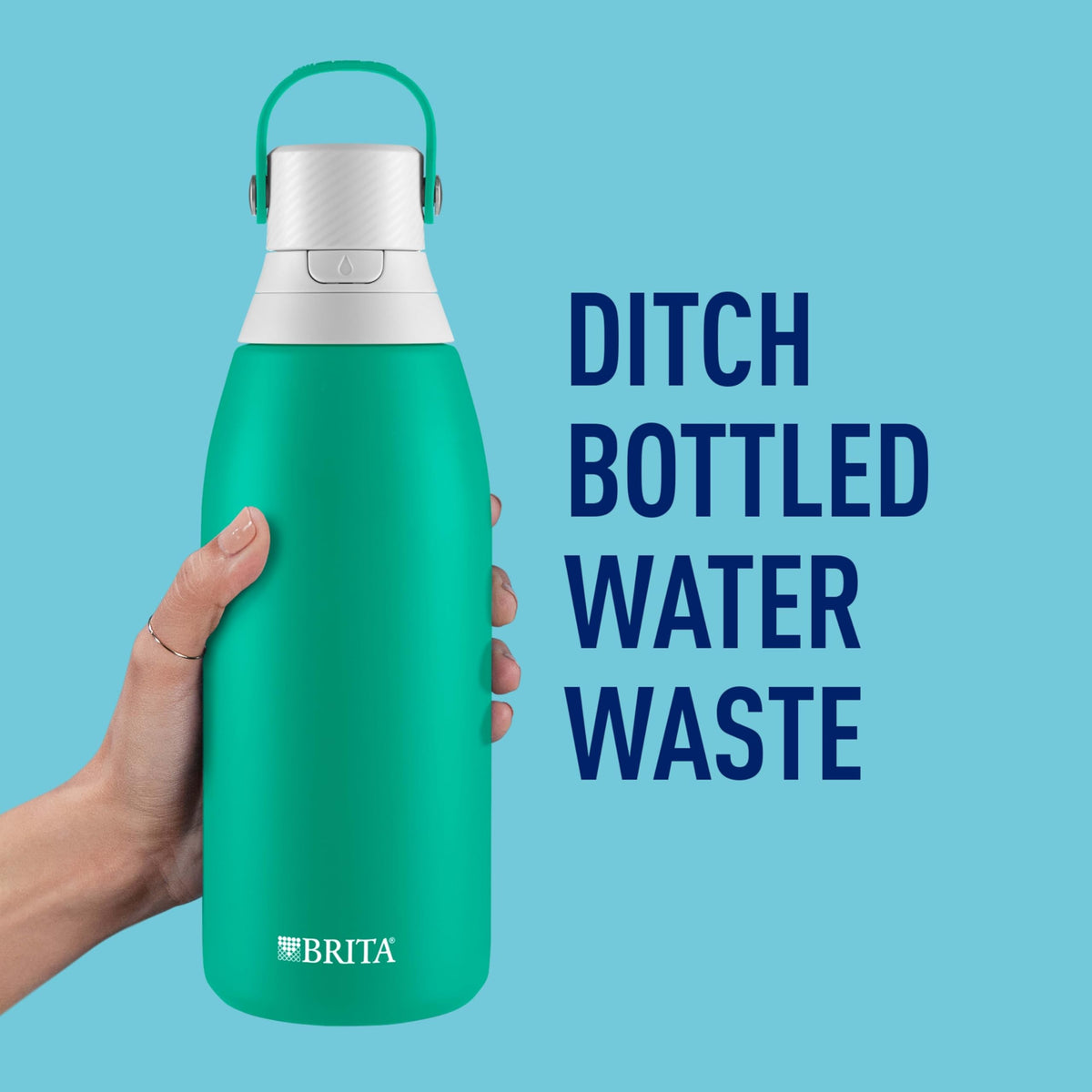 BRITA bottle with enclosed straw enables convenient drinking on the move